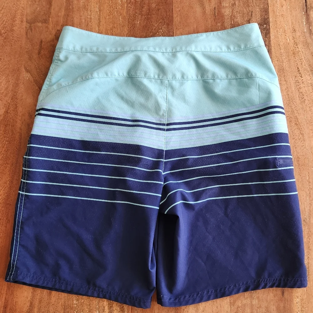 Vineyard Vines Marthas Vineyard Men’s Mint and Navy Stripe Swim Board Shorts 30